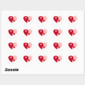 Sticker Rond Yin Yang Heart (Rouge/Rose) (Feuille)