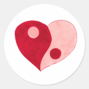 Sticker Rond Yin Yang Heart (Rouge/Rose)