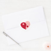 Sticker Rond Yin Yang Heart (Rouge/Rose) (Enveloppe)