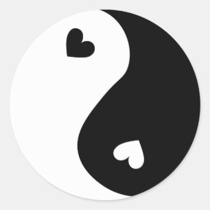Sticker Rond Yin Yang Hearts Design