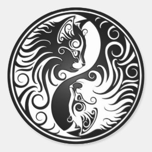 Sticker Rond Yin Yang Kittens