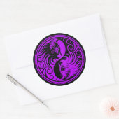 Sticker Rond Yin Yang Kittens violet et noir (Enveloppe)
