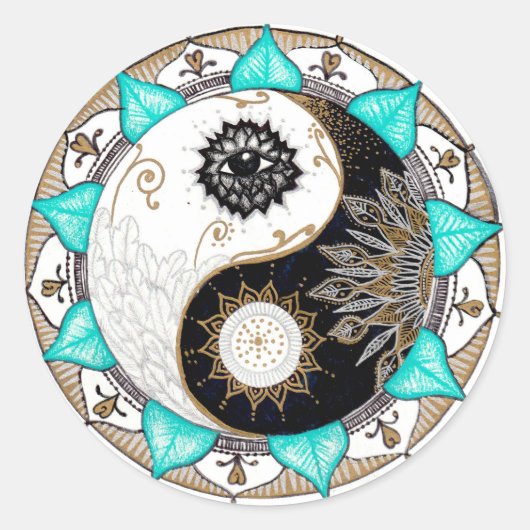 Sticker Rond Yin Yang Mandala (Devant)