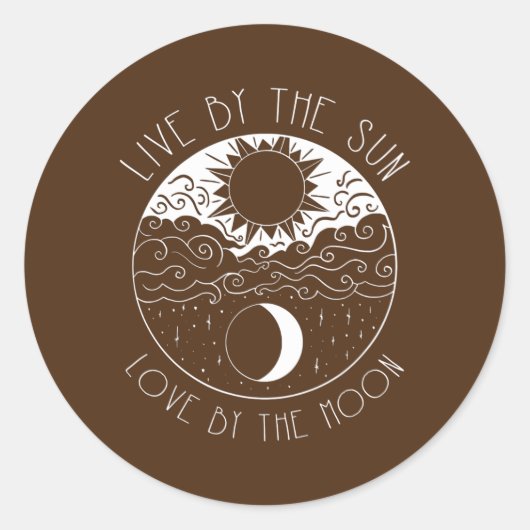 Sticker Rond Yin Yang Mandala Soleil Et Lune (Devant)