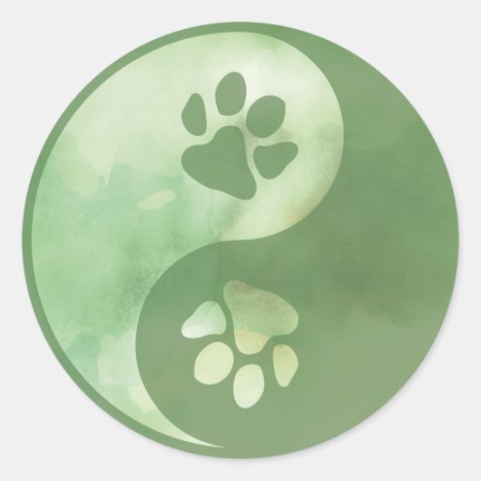 Sticker Rond Yin Yang Paw Green (Devant)