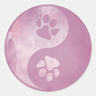 Sticker Rond Yin Yang Paw Rose