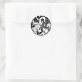 Sticker Rond Yin Yang Phoenix blanc et noir (Sac)