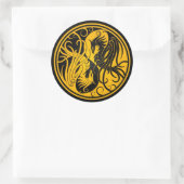 Sticker Rond Yin Yang Phoenix jaune et noir (Sac)