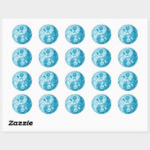 Sticker Rond Yin Yang Roses, bleu (Feuille)