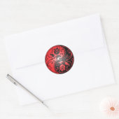 Sticker Rond Yin Yang Roses, rouge et noir (Enveloppe)