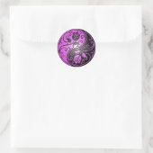 Sticker Rond Yin Yang Roses, violet et noir (Sac)