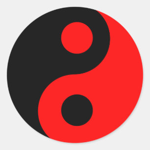 Sticker Rond Yin Yang rouge et noir
