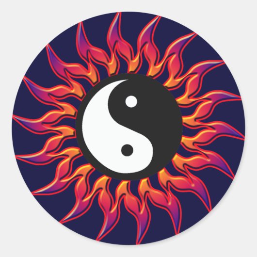 Sticker Rond Yin Yang Sun flamboyant (Devant)