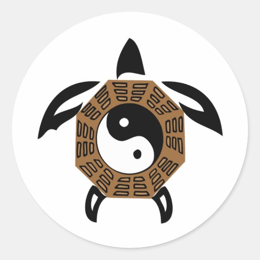 Sticker Rond yin-yang-tortue (Devant)