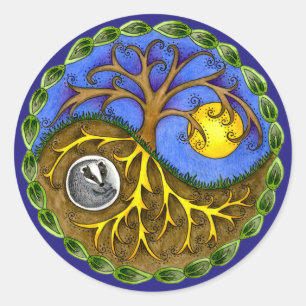 Sticker Rond Yin & Yang Tree et Badger