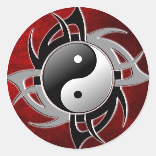 STICKER ROND YIN YANG TRIBAL 3D (Devant)