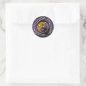 Sticker Rond Yin & Yang / Tribal - or argent | spirale violette (Sac)