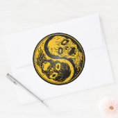 Sticker Rond Yin Yang Zombies Jaune et Noir (Enveloppe)