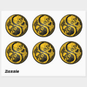 Sticker Rond Yin Yang Zombies Jaune et Noir (Feuille)