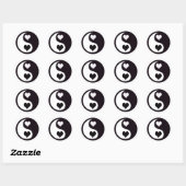 Sticker Rond Ying et Yang Coeurs noir et blanc (Feuille)