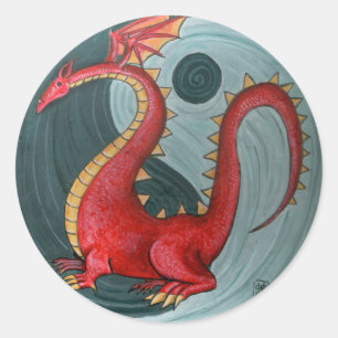 Sticker Rond Ying Yang Dragon