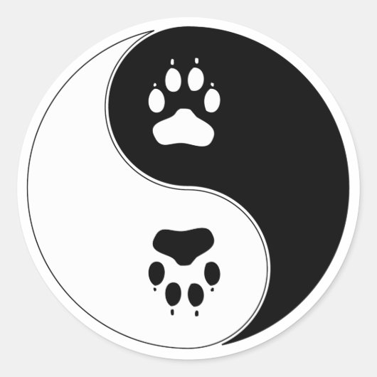 Sticker Rond Ying Yang Empreinte de patte (Devant)