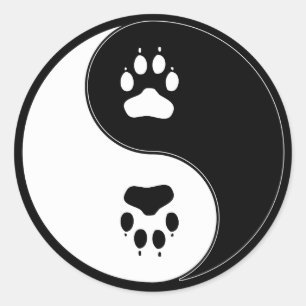 Sticker Rond Ying Yang Empreinte de patte