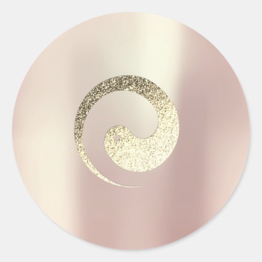 Sticker Rond Ying Yang Symbol Balance Rose Gold Pace Spirituel (Devant)