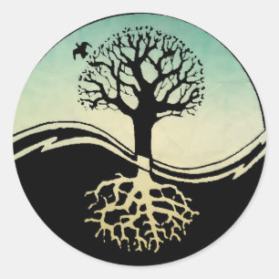 Sticker Rond Ying Yang Tree of Life