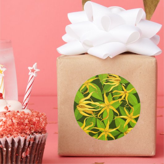 Sticker Rond Ylang Ylang Fleurs Parfumées Exotiques (Fête)