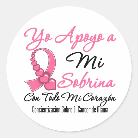 Sticker Rond Yo Apoyo a Mi Sobrina - Cáncer de Mama (Devant)
