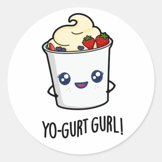 Sticker Rond Yo-gurt Gurl Funny Yaourt Pun (Devant)