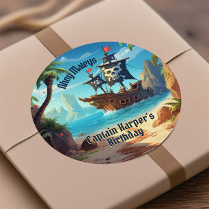 Sticker Rond Yo Ho Ho ! Île paradisiaque d'anniversaire pour ga