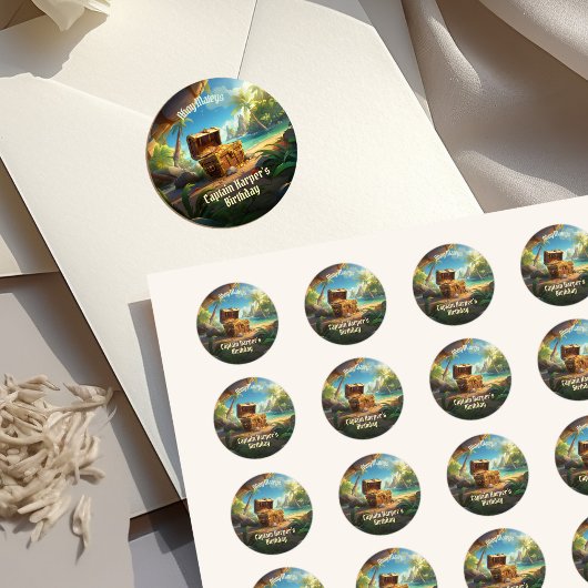 Sticker Rond Yo Ho Ho ! Pirate Boys's Treasure Island Anniversa