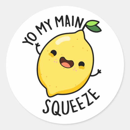 Sticker Rond Yo Ma Squeeze Principale Funny Pun citron (Devant)