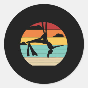 Sticker Rond Yoga aérien rétro Aérialiste Gymnastique Danseuse