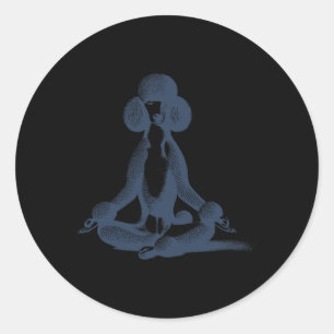 Sticker Rond Yoga au lotus de méditation caniche standard vinta