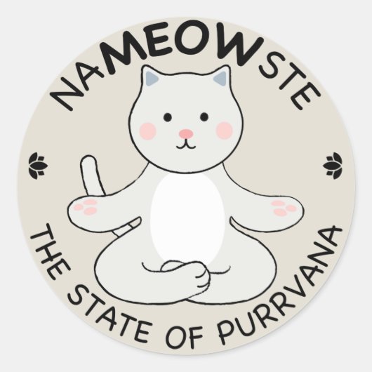 Sticker Rond Yoga Cat - Namaste (Devant)