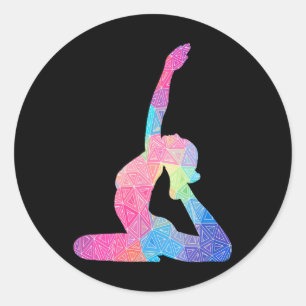 Sticker Rond Yoga Coloré Zen Méditation Spirituelle Yoga Cl