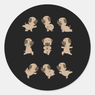 Sticker Rond Yoga de caniches