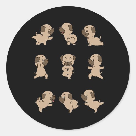 Sticker Rond Yoga de caniches (Devant)
