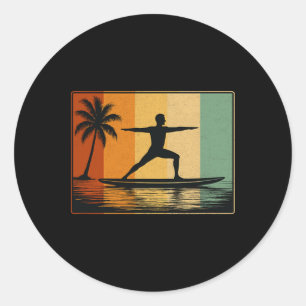 Sticker Rond Yoga de planche de paddle debout pour hommes Surf