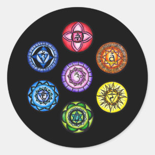 Sticker Rond Yoga - énergie de 7 Chakras