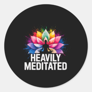 Sticker Rond Yoga Fleur de Lotus Méditée Lourdement Aquarelle Z