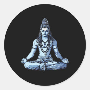 Sticker Rond Yoga inspiré de Shiva Mahadev en position assise p
