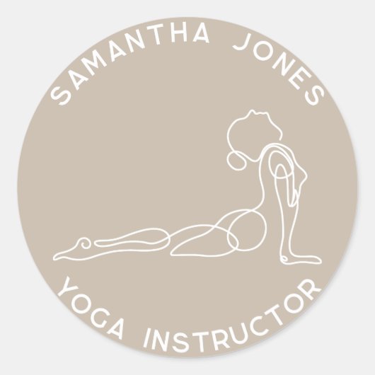 Sticker Rond Yoga instructeur yogi pose entreprise studio moder (Devant)