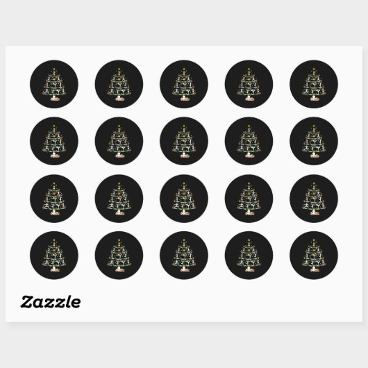 Sticker Rond Yoga Lover Xmas Lighting Yoga Christmas Tree (Feuille)