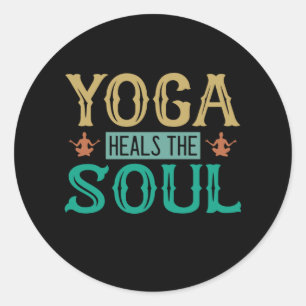 Sticker Rond Yoga Lover   Yoga guérit l'âme