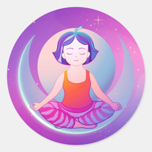 Sticker Rond Yoga méditation fille (Devant)