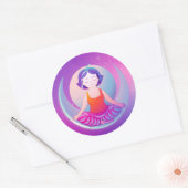 Sticker Rond Yoga méditation fille (Enveloppe)